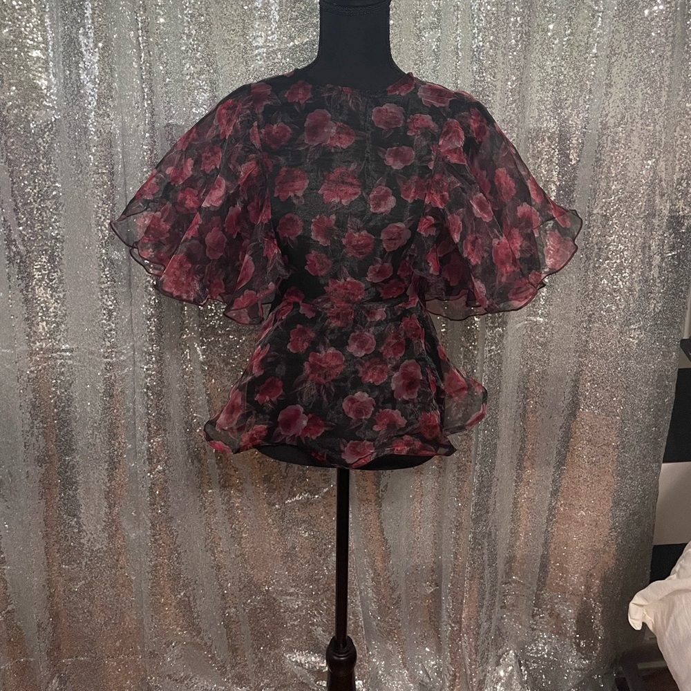 Sheer peplum blouse
